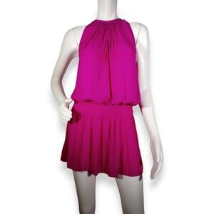 Ramy Brook Hot Pink Sleeveless Blouson Mini Dress Size Medium